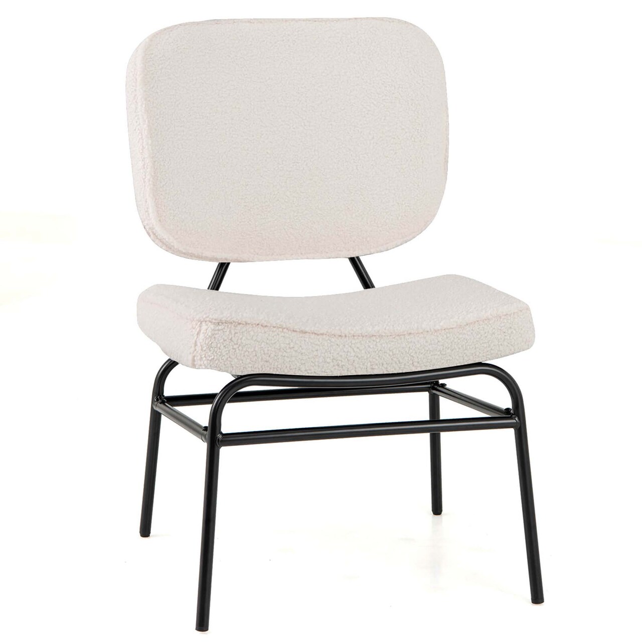 Costway 1/2 PCS Upholstered Accent Chair with Sponge Padding Adjustable Foot Pads & Metal Frame